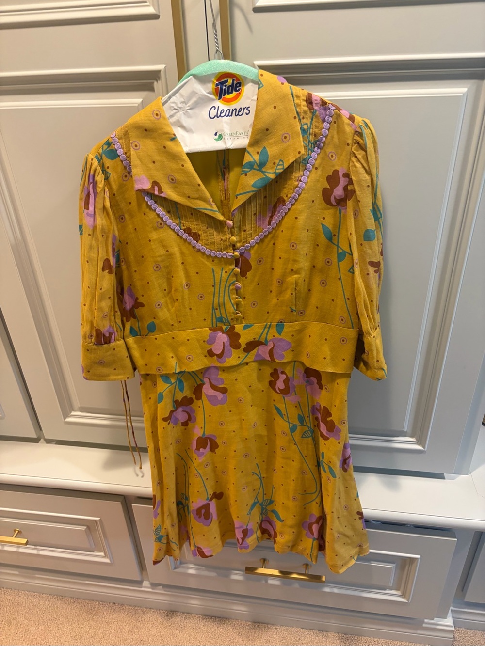 Antik Batik Mustard and Purple Printed Shirt Dress